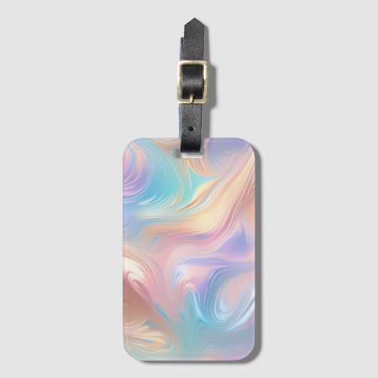 Trendy pastel Roze Blauw geel abstracte golven Bagagelabel (Voorkant (verticaal))