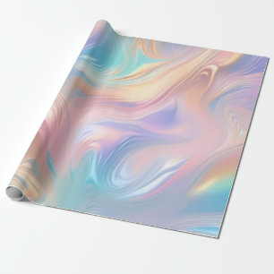 Trendy pastel Roze Blauw geel abstracte golven Cadeaupapier
