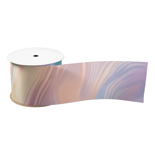Trendy pastel Roze Blauw geel abstracte golven Satijnen Lint (Spoel)