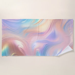 Trendy pastel Roze Blauw geel abstracte golven Strandlaken