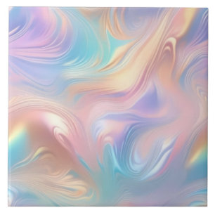 Trendy pastel Roze Blauw geel abstracte golven Tegeltje