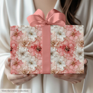 Trendy pastel roze en gouden waterverf cadeauverpa cadeaupapier