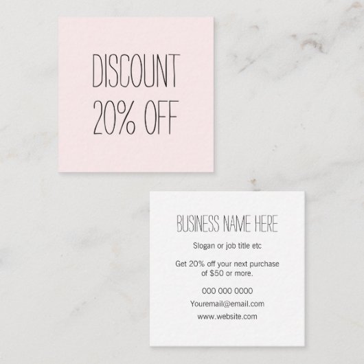 Trendy pastel roze minimalistische moderne korting (Voorkant / Achterkant)