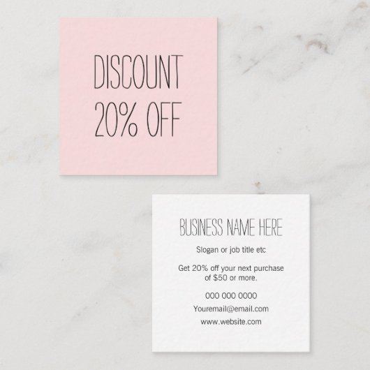 Trendy pastel roze minimalistische moderne korting (Voorkant / Achterkant)