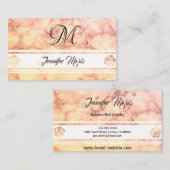 Trendy Pastel Sinaasappel Marmer met uw Monogram Visitekaartje (Voorkant / Achterkant)
