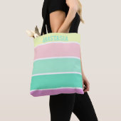 Trendy Pastel Stripes Personalized Tote Bag (Dichtbij)