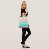Trendy Pastel Stripes Personalized Tote Bag (Op model)
