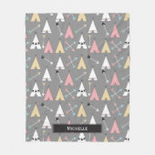 Trendy Pastel Teepees and Arrows Persoonlijke naam Fleece Deken (Voorkant)