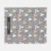 Trendy Pastel Teepees and Arrows Persoonlijke naam Fleece Deken (Voorkant (Horizontaal))