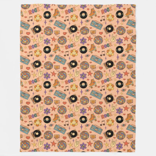 Trendy Pastel Throw Retro Groovy Blanket Design Fleece Deken (Voorkant)