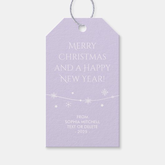 Trendy - Pastel Violet - Sneeuwvlok cadeau Labels Cadeaulabel (Voorkant)