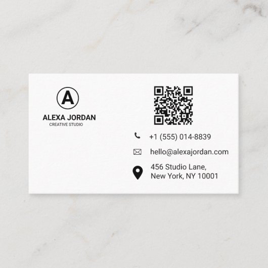 Trendy Pastel Watercolor Spat QR-code Visitekaartje (Voorkant)
