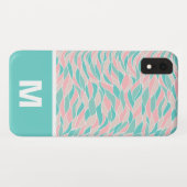 Trendy Pastel Waterverf verlaat patroonmonogram Case-Mate iPhone Case (Achterkant (horizontaal))