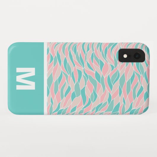 Trendy Pastel Waterverf verlaat patroonmonogram Case-Mate iPhone Case (Achterkant (horizontaal))