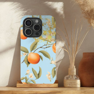 Trendy pastelblauw, Sinaasappel en goud abrikozenf iPhone 15 Case