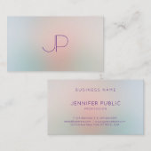 Trendy pastelkleuren Modern Monogram Sjabloon Visitekaartje (Voorkant / Achterkant)