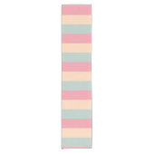 Trendy pastelkleuren roze perzik Blauwgroen gestre Korte Tafelloper (Voorkant)