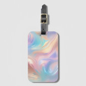 Trendy pasteltinten roze blauw gele abstracte golv bagagelabel (Voorkant (verticaal))