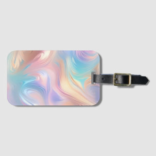 Trendy pasteltinten roze blauw gele abstracte golv bagagelabel