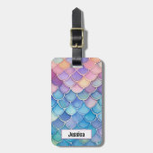 trendy pastelzeemeermineschaal bagagelabel (Voorkant verticaal)