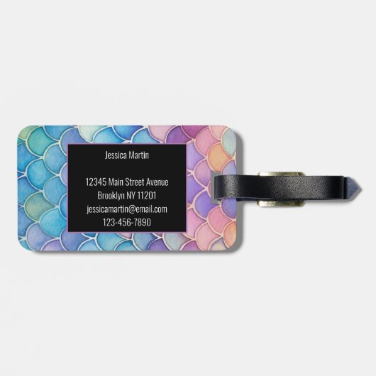 trendy pastelzeemeermineschaal bagagelabel (Achterkant horizontaal)