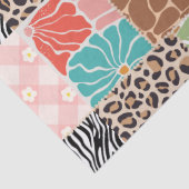 Trendy Patchwork Dierenprint & Bloemige Cadeautas Tissuepapier (Detail)
