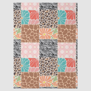 Trendy Patchwork Dierenprint & Bloemige Cadeautas Tissuepapier