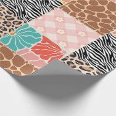 Trendy patchwork dierprint en bloemen inpakpapier (Hoek)