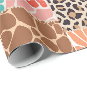 Trendy patchwork dierprint en bloemen inpakpapier (Rol Hoek)