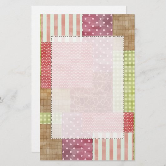 Trendy Patchwork Quilt Briefpapier (Voorkant / Achterkant)