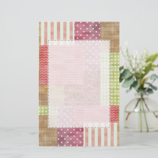 Trendy Patchwork Quilt Briefpapier (Staand voorkant)