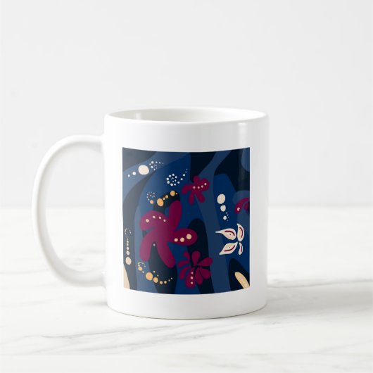 Trendy patroon accessoires, abstract blauw roze koffiemok (Links)