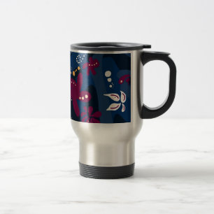 Trendy patroon accessoires, abstract blauw roze reisbeker