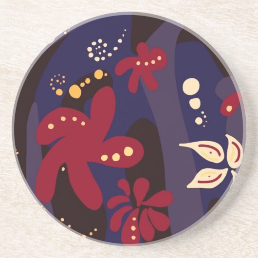 Trendy patroon accessoires, zwart paars abstract zandsteen onderzetter (Voorkant)