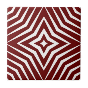 Trendy patroon met sterren wit en baksteen rood M6 Tegeltje