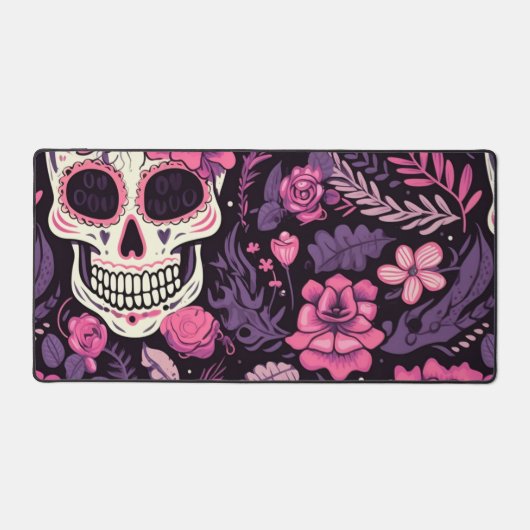 Trendy Patroon Schedel Bloem Elegant Modern Cool Bureaumat (Voorkant)