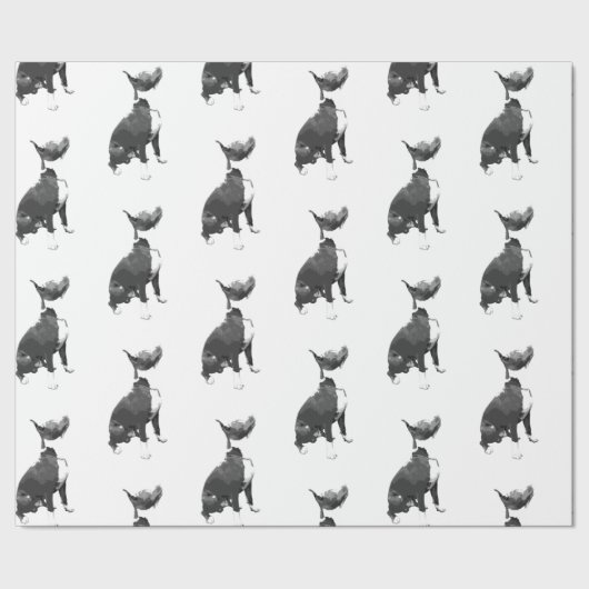 Trendy patroon zwart-wit Pit Bull dog Wrappi Cadeaupapier (Zoom)