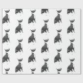 Trendy patroon zwart-wit Pit Bull dog Wrappi Cadeaupapier (Vlak)