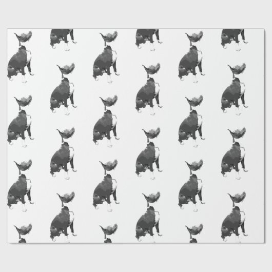 Trendy patroon zwart-wit Pit Bull dog Wrappi Cadeaupapier (Vlak)