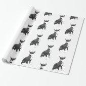 Trendy patroon zwart-wit Pit Bull dog Wrappi Cadeaupapier (Uitgerold)