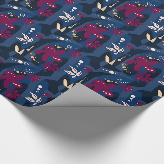 Trendy Pattern accessoires, abstract blauw roze Cadeaupapier (Hoek)