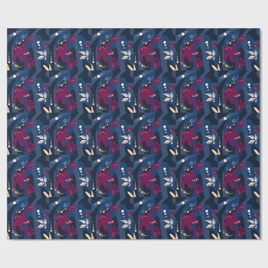 Trendy Pattern accessoires, abstract blauw roze Cadeaupapier (Vlak)