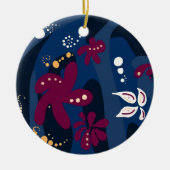 Trendy Pattern accessoires, abstract blauw roze Keramisch Ornament (Voorkant)