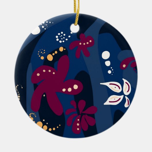 Trendy Pattern accessoires, abstract blauw roze Keramisch Ornament (Voorkant)