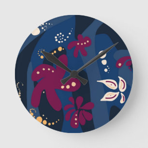 Trendy Pattern accessoires, abstract blauw roze Ronde Klok