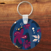Trendy Pattern accessoires, abstract blauw roze Sleutelhanger (Voorkant)
