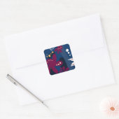 Trendy Pattern accessoires, abstract blauw roze Vierkante Sticker (Envelop)