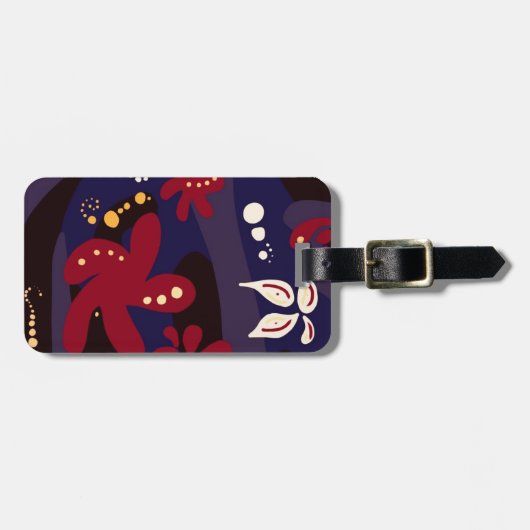 Trendy Pattern accessoires, zwart paars abstract Bagagelabel (Voorkant horizontaal)