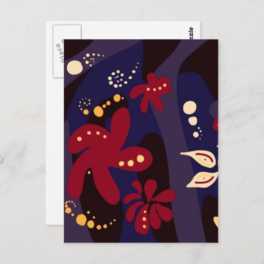Trendy Pattern accessoires, zwart paars abstract Briefkaart (Voorkant / Achterkant)