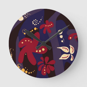 Trendy Pattern accessoires, zwart paars abstract Ronde Klok